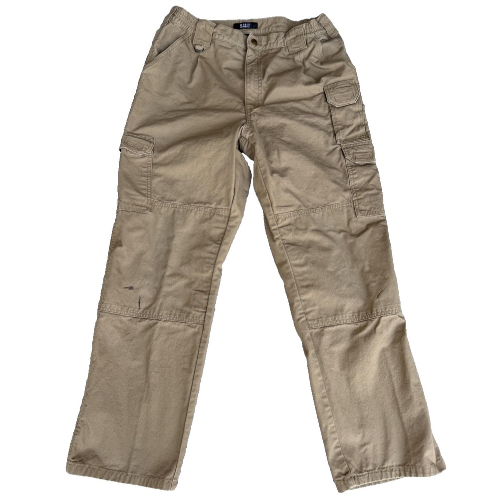 5.11 Tactical Pants Mens 36x32 Khaki Tan Cargo Workwear Cotton Double Knee Stain